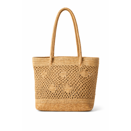 Cork and raffia handbag - Kezia - natural crocheted bag