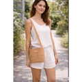 Cork shoulder bag with a flat base and adjustable straps